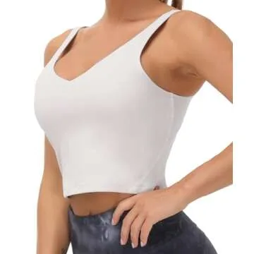 Women’s Longline Sports Bra Wirefree Padded Medium Support Yoga Bras Gym Running Workout Tank Tops (Light Grey, Small, s)