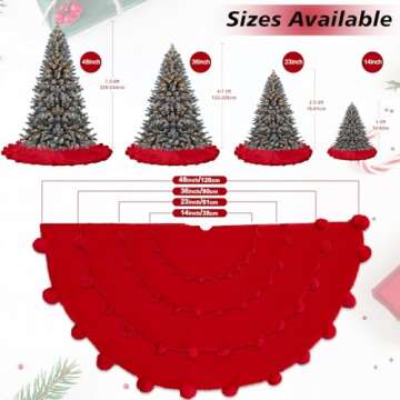 ORTIGIA Red Faux Fur Christmas Tree Skirt 48 Inch
