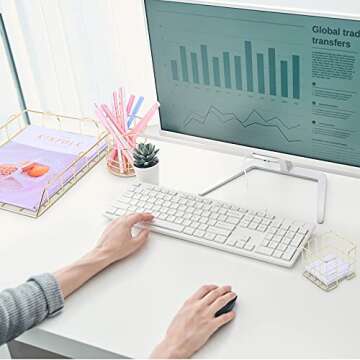 TNELTUEB Gold Desk Organizer Set, 5 Piece Desk Accessories Set- Letter Sorter, Paper Tray, Pen Cup, Magazine File, Sticky Note Holder Desktop Organization for Home or Office