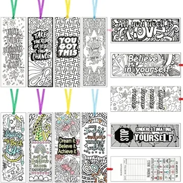120 Pieces DIY Coloring Bookmarks - Inspirational Double-Sided Book Markers