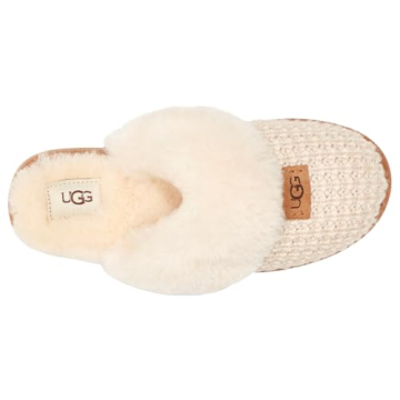 UGG Women's Cream Cozy Slippers Soft Knit Sheepskin Lining