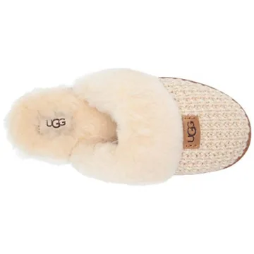 UGG Women's Cream Cozy Slippers Soft Knit Sheepskin Lining