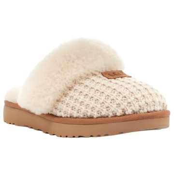 UGG Women's Cream Cozy Slippers Soft Knit Sheepskin Lining