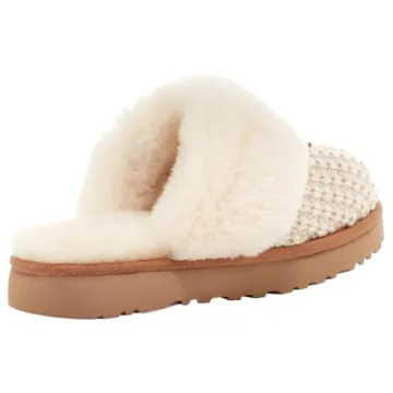 UGG Women's Cream Cozy Slippers Soft Knit Sheepskin Lining