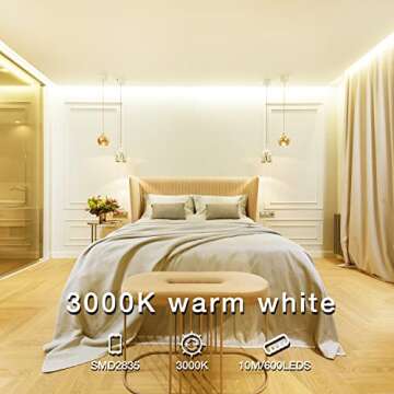 DAYBETTER 32.8ft Dimmable Warm White LED Strip Light