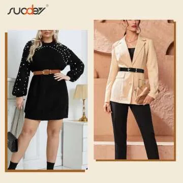 SUOSDEY 3 Pack Womens Fashion Leather Belts for Jeans Dresses Pants Black Brown Beige Ladies Belts with Gold Buckle