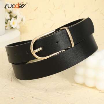 SUOSDEY 3 Pack Womens Fashion Leather Belts for Jeans Dresses Pants Black Brown Beige Ladies Belts with Gold Buckle