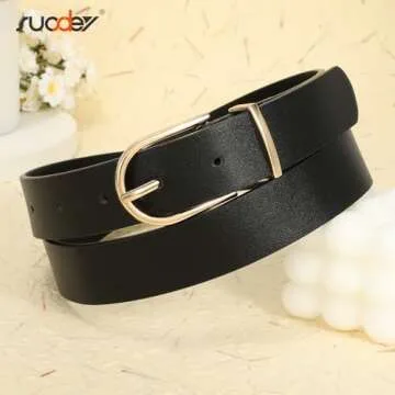 SUOSDEY 3 Pack Womens Fashion Leather Belts for Jeans Dresses Pants Black Brown Beige Ladies Belts with Gold Buckle