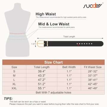 SUOSDEY 3 Pack Womens Fashion Leather Belts for Jeans Dresses Pants Black Brown Beige Ladies Belts with Gold Buckle