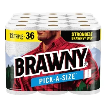 Brawny Pick-A-Size Paper Towels: 12 Triple Rolls, 36 Regular - Tough & Absorbent
