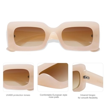 SOJOS Retro 90s Chunky Sunglasses UV400 Protection