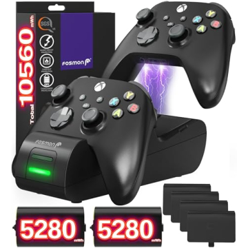 Fosmon Fast Charging Dock for Xbox Controllers – 5280mWh Batteries Included