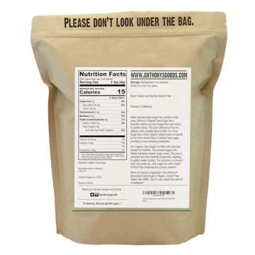 Anthony's Organic Cane Sugar - 3 lb Premium Granulated Gluten Free Non-GMO