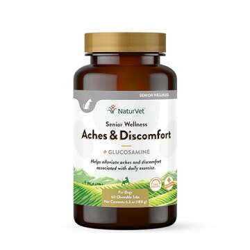 NaturVet – Senior Wellness Aches & Discomfort for Dogs Plus Glucosamine – 60 Chewable Tablets | ...