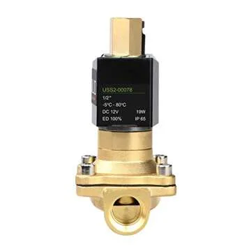 U.S. Solid 1/2" Brass 12V DC Electric Solenoid Valve Normally Open Air Non-potable Water NBR