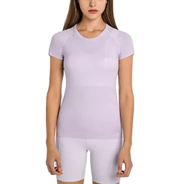 Altiland Seamless Workout T-Shirts for Women - Breathable Athletic Tops in Lilac