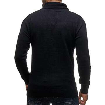 Lailezou Men's Fashion Slim Fit Basic Sweaters Shawl Collar Pullover Casual Long Sleeve Knitted Sweater Black