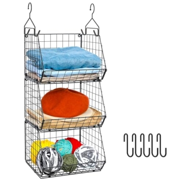 X-cosrack Foldable Closet Organizer with 5 S Hooks & Wall Mount