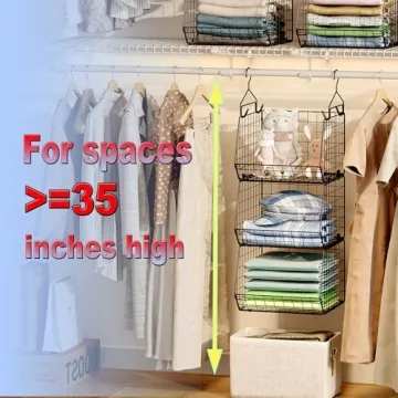 X-cosrack Foldable Closet Organizer with 5 S Hooks & Wall Mount