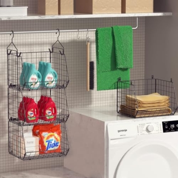 X-cosrack Foldable Closet Organizer with 5 S Hooks & Wall Mount