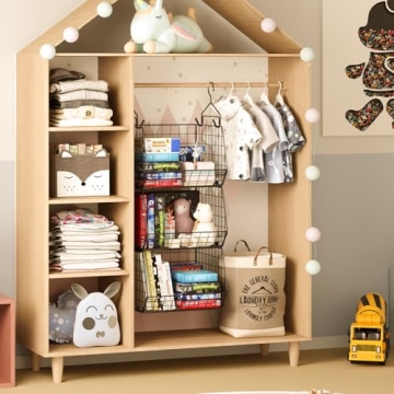 X-cosrack Foldable Closet Organizer with 5 S Hooks & Wall Mount