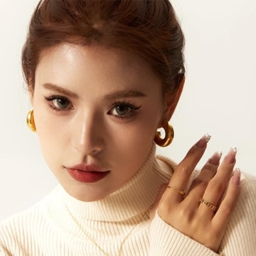 Moodear 14K Gold Plated Chunky Hoop Earrings for Women