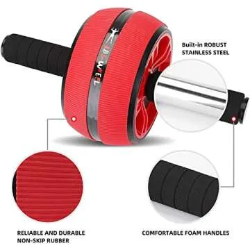 Bssay Ab Roller Wheel, Abs Workout Equipment for Abdominal & Core Strength Training, Exercise Wheels for Home Gym Fitness, Wider Ab Machine with Knee Pad Accessories