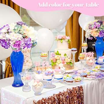 5 Packs Iridescent Sequin Table Runner Set 12 x 108 Inch Rectangle Glitter Table Runner for Birthday Wedding Party Supplies Catering Event Baby Shower Celebration Decorations (Illusion White)