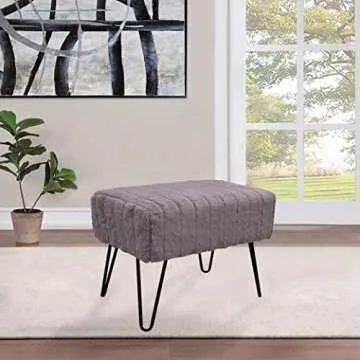 Home Soft Things Super Mink Gray Ottoman Bench 19" x 13"