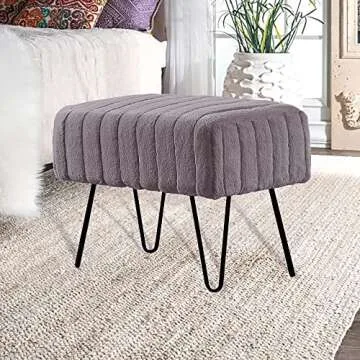 Home Soft Things Super Mink Gray Ottoman Bench 19" x 13"
