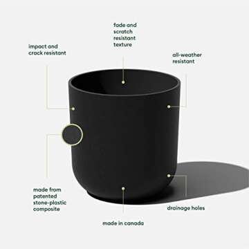 Veradek Mason Series Lima Planter - Round Planter for Indoor or Outdoor Porch/Garden | Made from Pla...