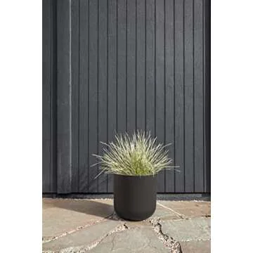 Veradek Mason Series Lima Planter - Round Planter for Indoor or Outdoor Porch/Garden | Made from Plastic & Concrete with Drainage Holes | Modern Décor for Succulents, Flowers, Small Plants
