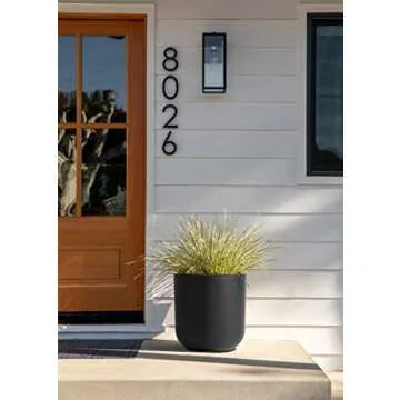 Veradek Mason Series Lima Planter - Round Planter for Indoor or Outdoor Porch/Garden | Made from Plastic & Concrete with Drainage Holes | Modern Décor for Succulents, Flowers, Small Plants
