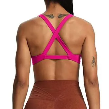 Aoxjox Women's Workout Sports Bras Fitness Backless Padded Satara Low Impact Bra Yoga Crop Tank Top (Rose Red, Small)