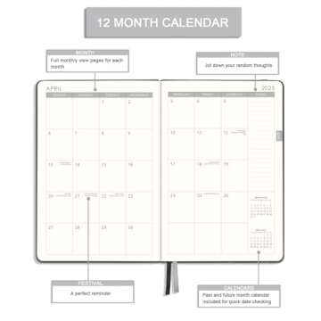 2025 Planner - Weekly & Monthly Planner 2025 with Calendar Stickers, JAN 2025 - DEC 2025, 5.75" X 8.25", Planner 2025 with Premium Thicker Paper, Pen Holder, Inner Pocket and 44 Notes Pages - Gray