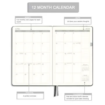 2025 Planner - Weekly & Monthly Planner 2025 with Calendar Stickers, JAN 2025 - DEC 2025, 5.75" X 8.25", Planner 2025 with Premium Thicker Paper, Pen Holder, Inner Pocket and 44 Notes Pages - Gray