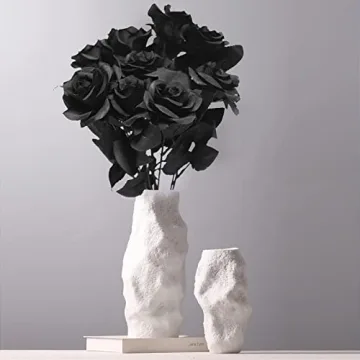 Yebazy Black Silk Roses for Wedding, Halloween, Home Decor