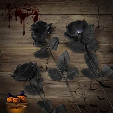 Yebazy Black Silk Roses for Wedding, Halloween, Home Decor