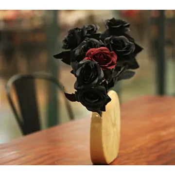 Yebazy Black Silk Roses for Wedding, Halloween, Home Decor