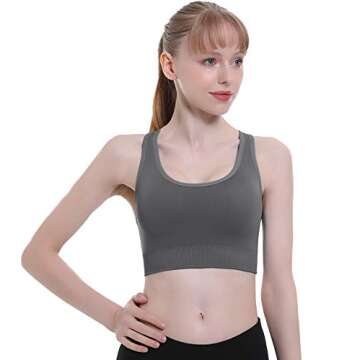 Double Couple Sports Bras for Women Padded High Impact Seamless Criss Cross Back Workout Tops Gym Activewear Bra Large