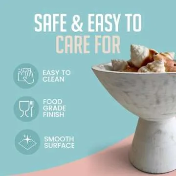 Fairwood Way White Fruit Bowl - 8 Inch Wide White Wooden Footed Bowl – Coastal, Shabby Chic or Farmhouse Centerpiece Pedestal Bowl – White Modern Fruit Bowl on Pedestal