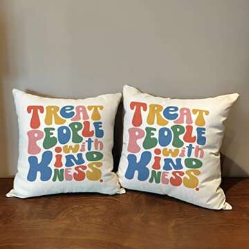 OUZ Treat People with Kindness Pillow Case - Inspirational Quotes Throw Pillow Covers, Cute Pillow C...