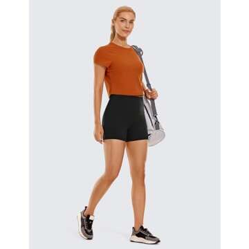 CRZ YOGA Womens Butterluxe Biker Shorts 4'' - High Waisted Booty Workout Volleyball Yoga Spandex Black Small