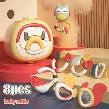 LAFALA Baby Toys 3-6 Months Baby Rattle Set Teething Toys for Babies 0-6 Months 8PCS 4 Month Old Toy...