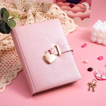 CAGIE Heart-Shaped Lock Diary for Girls 8-12 - Perfect Gift