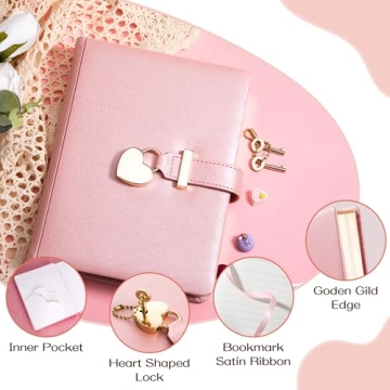 CAGIE Heart-Shaped Lock Diary for Girls 8-12 - Perfect Gift