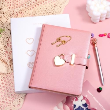 CAGIE Heart-Shaped Lock Diary for Girls 8-12 - Perfect Gift