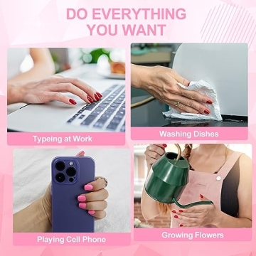 Short Pink Glossy Square Acrylic Press-On Nails Kit