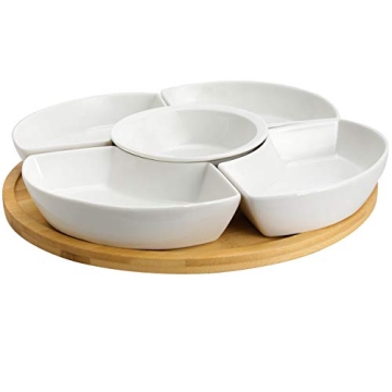 Elama 6 Piece Condiment Set - White & Bamboo