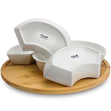 Elama 6 Piece Condiment Set - White & Bamboo